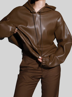 CLASSIC VEGAN LEATHER HOODIE
