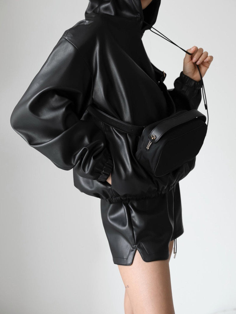 CLASSIC VEGAN LEATHER HOODIE