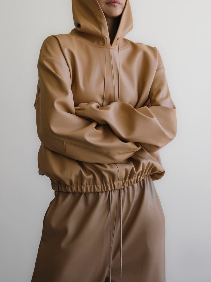 CLASSIC VEGAN LEATHER HOODIE