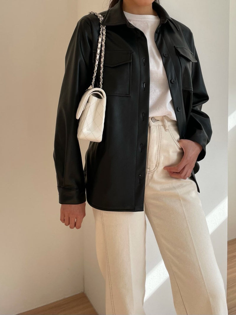 CLASSIC VEGAN LEATHER OVER SHIRT