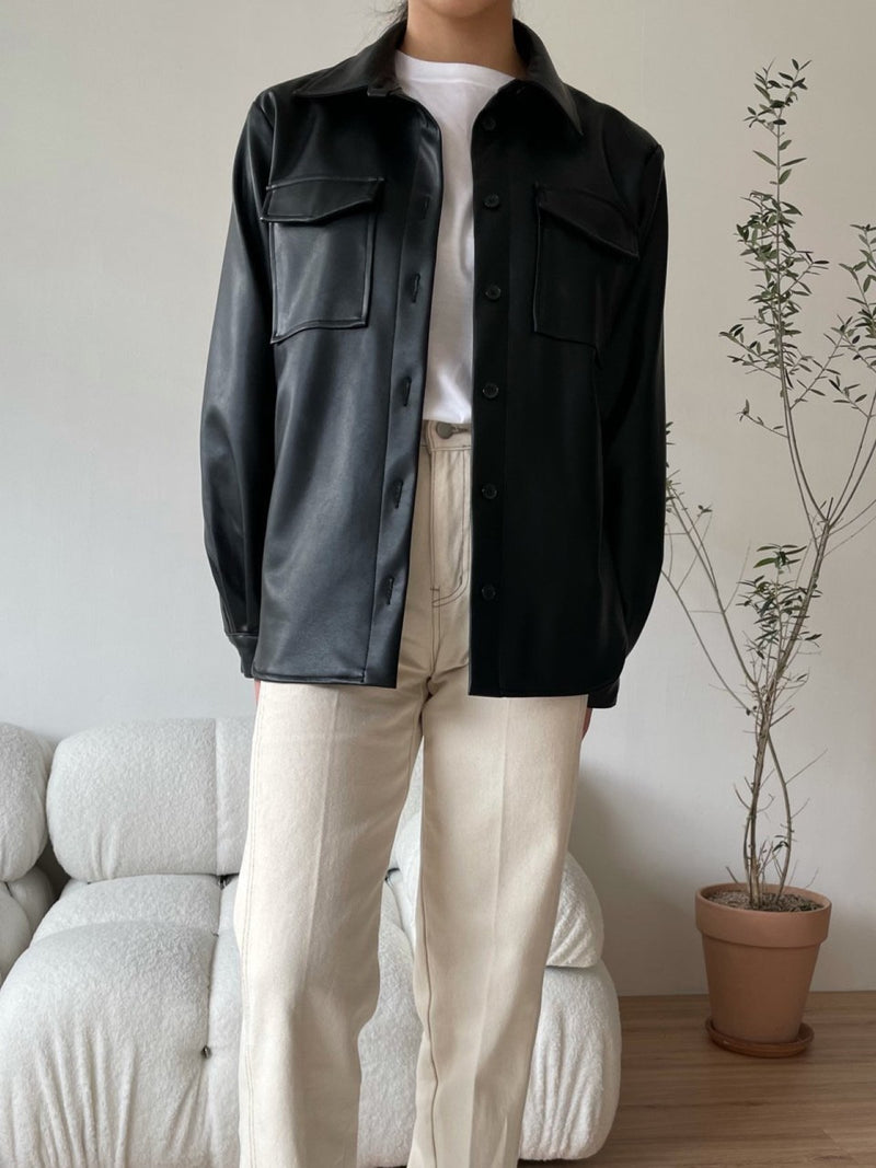CLASSIC VEGAN LEATHER OVER SHIRT
