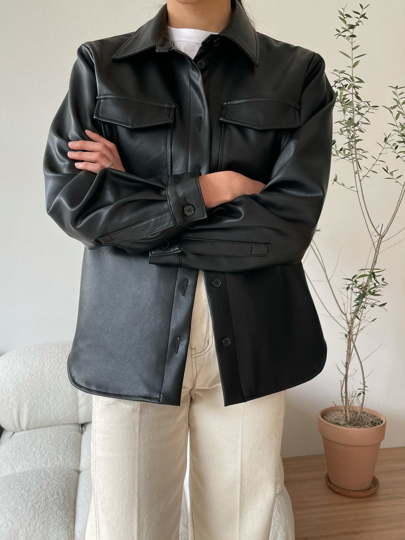 CLASSIC VEGAN LEATHER OVER SHIRT