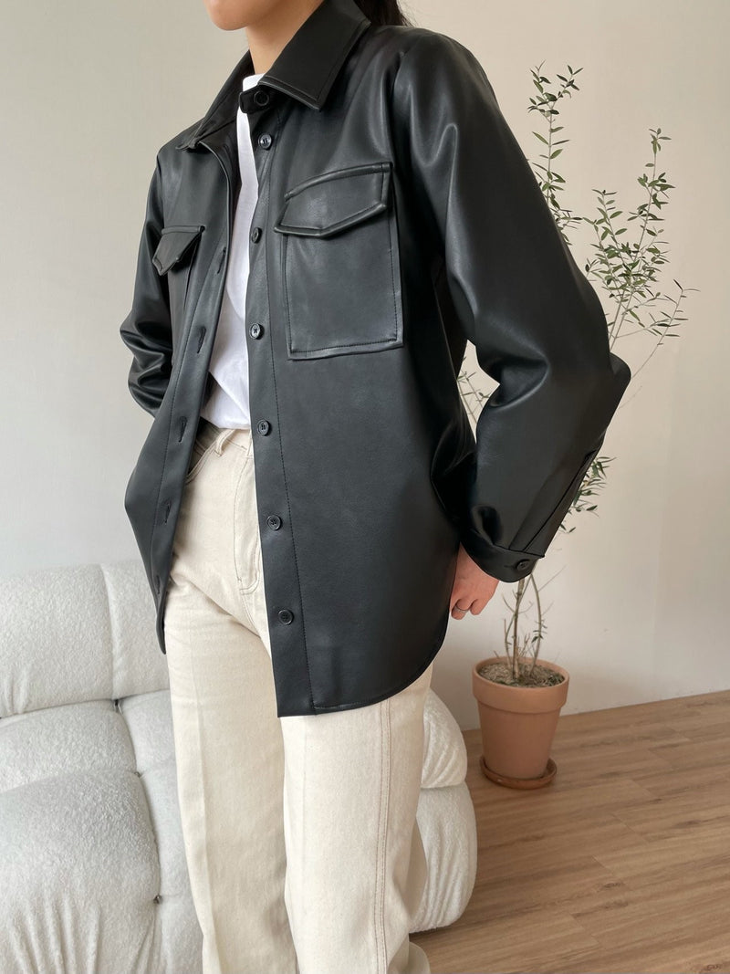 CLASSIC VEGAN LEATHER OVER SHIRT