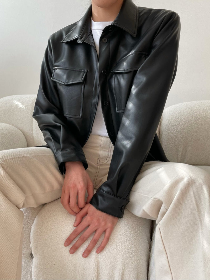 CLASSIC VEGAN LEATHER OVER SHIRT