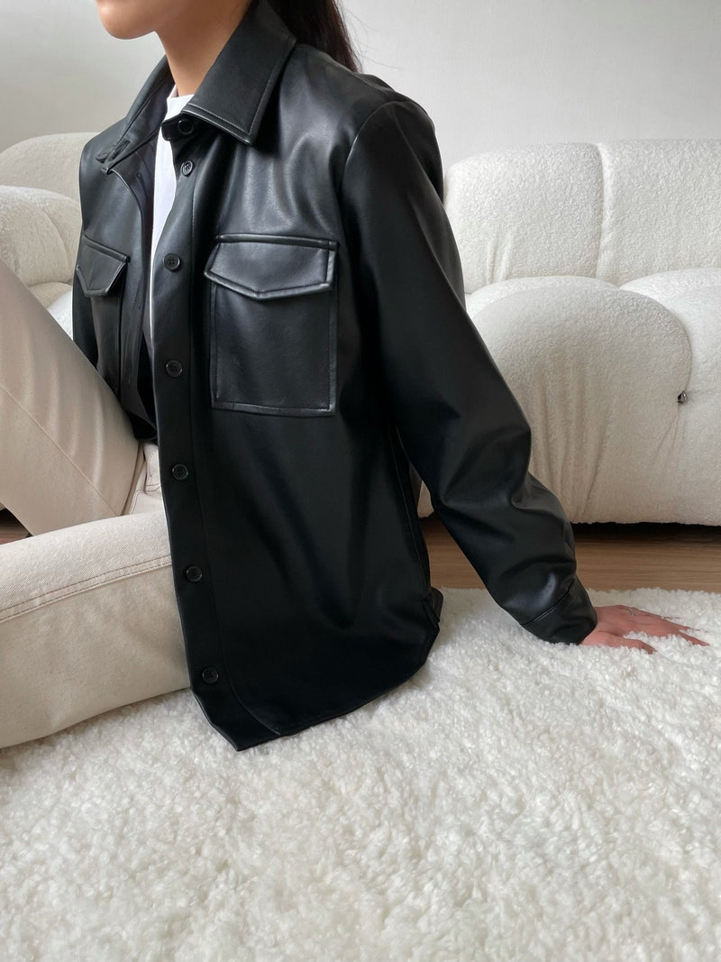 CLASSIC VEGAN LEATHER OVER SHIRT