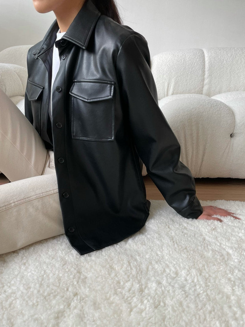 CLASSIC VEGAN LEATHER OVER SHIRT