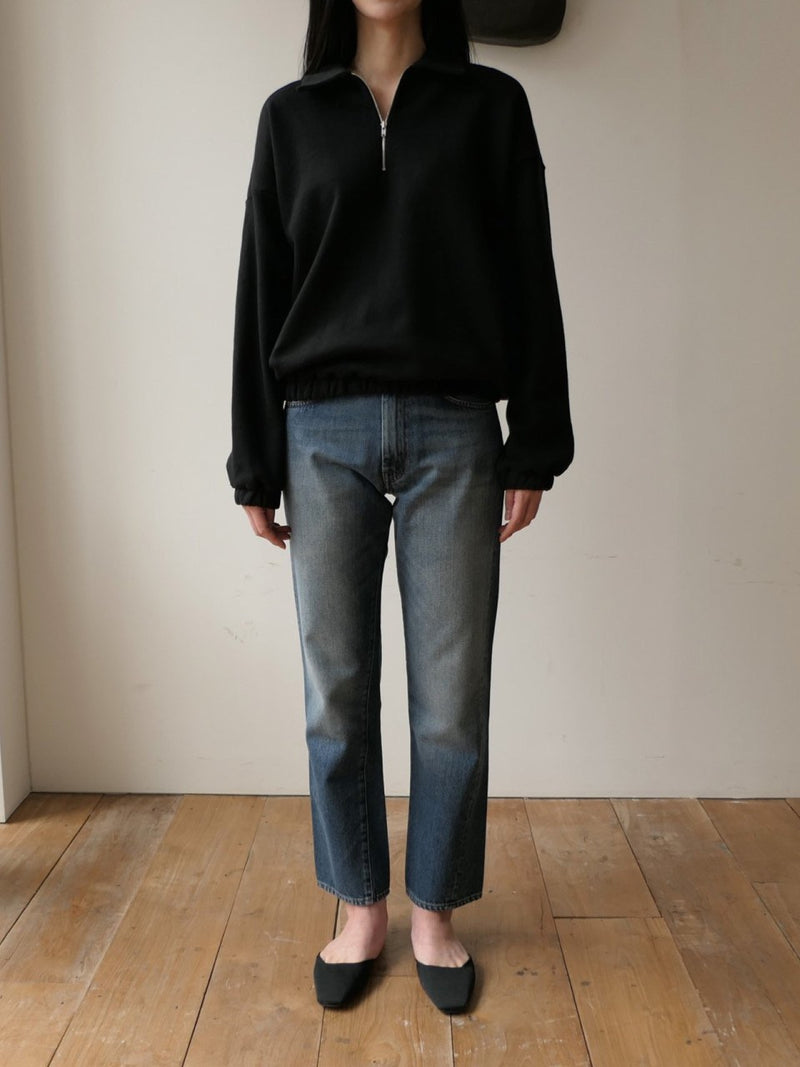 COLLAR ZIPPED BANDED SWEATSHIRT