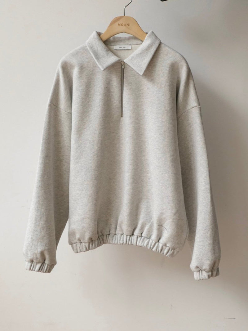 COLLAR ZIPPED BANDED SWEATSHIRT