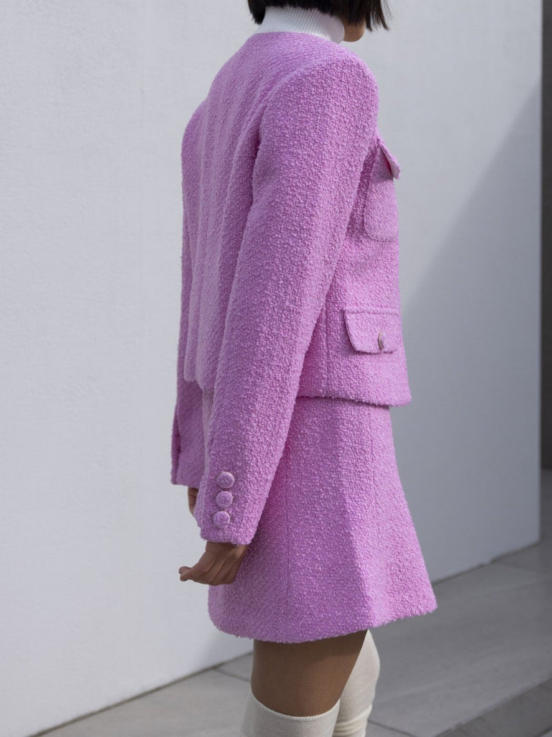 COLLARLESS TWEED JACKET