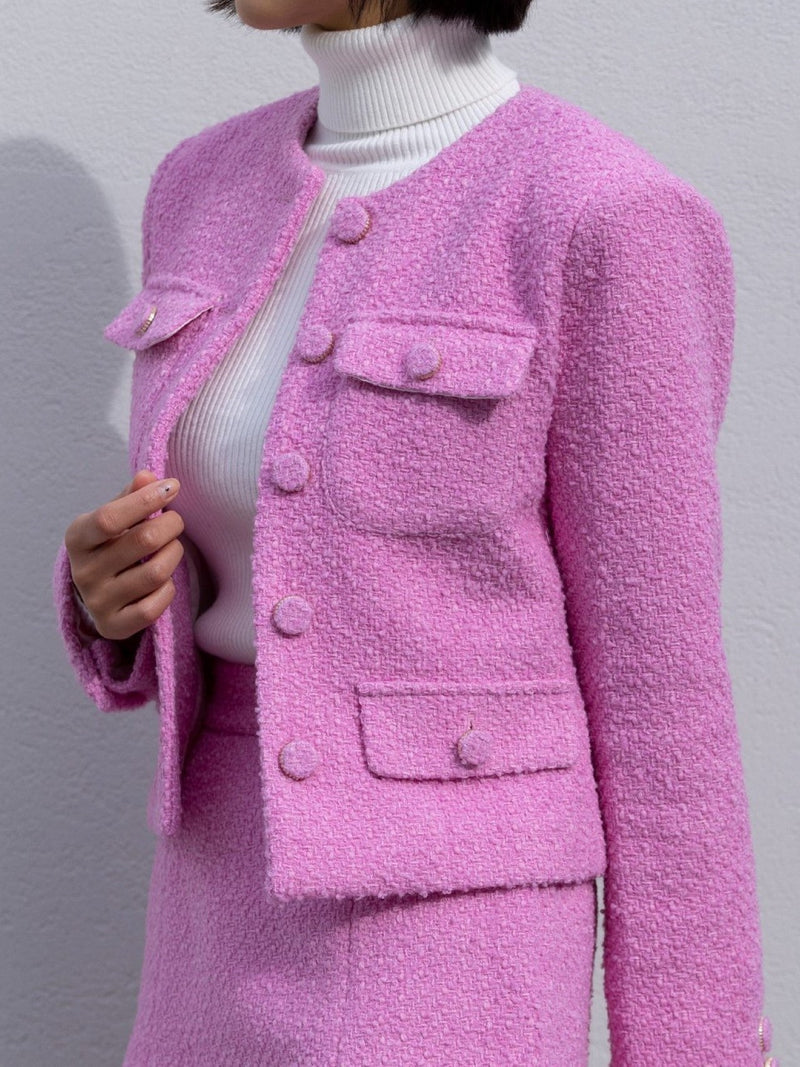 COLLARLESS TWEED JACKET