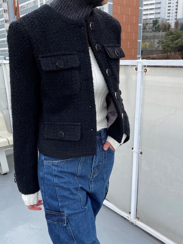 COLLARLESS TWEED JACKET