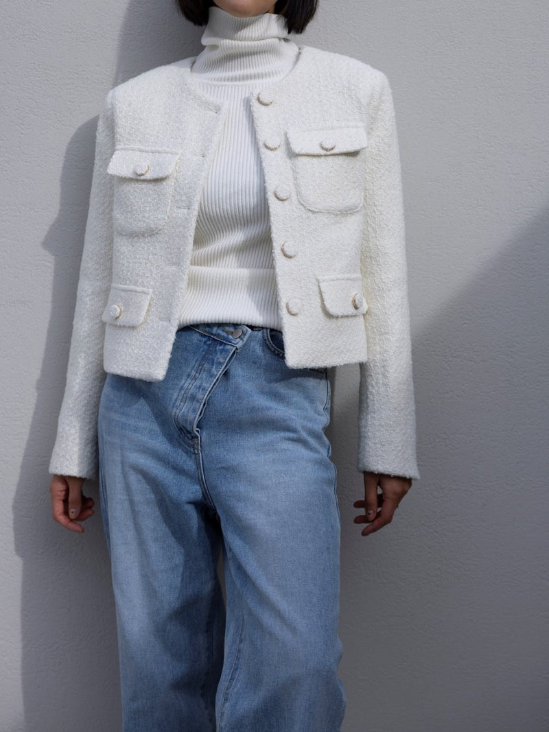COLLARLESS TWEED JACKET