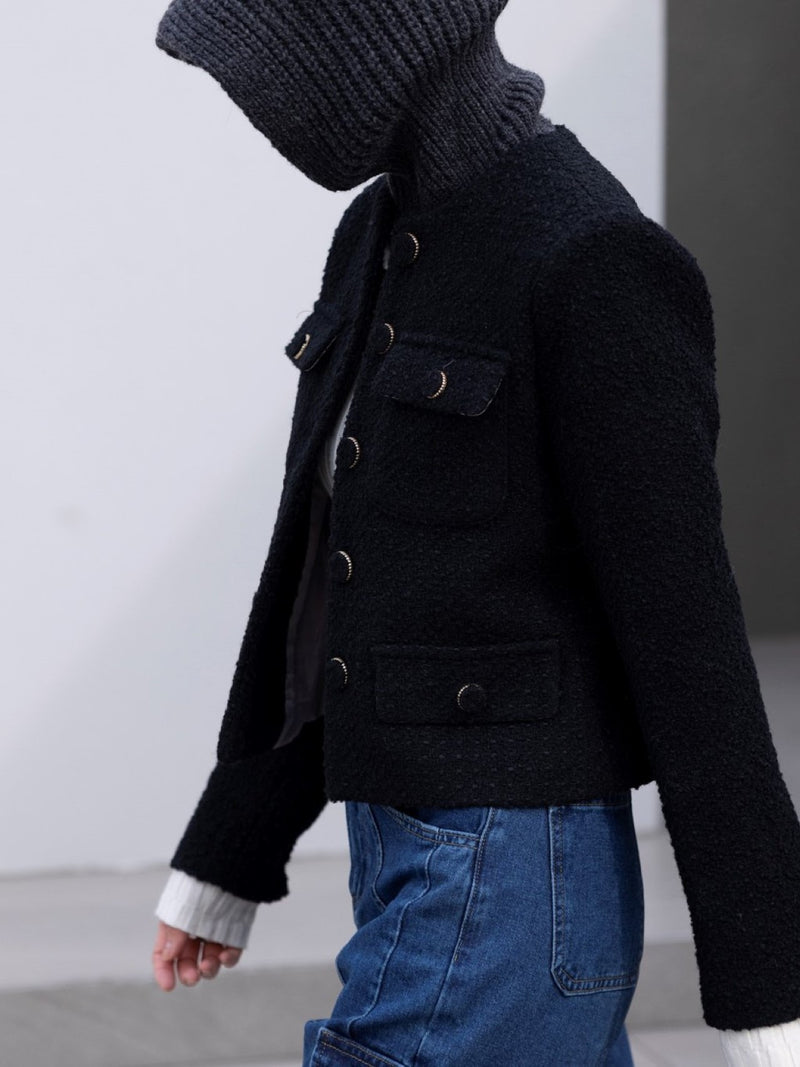COLLARLESS TWEED JACKET