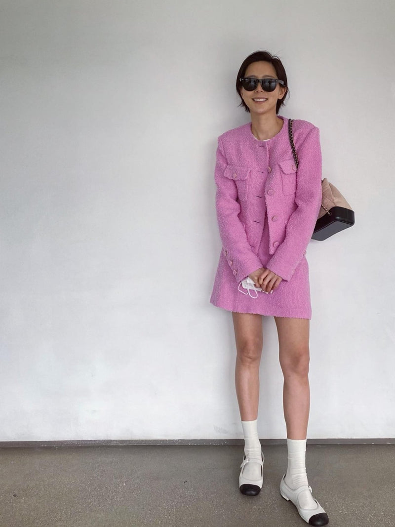 COLLARLESS TWEED JACKET