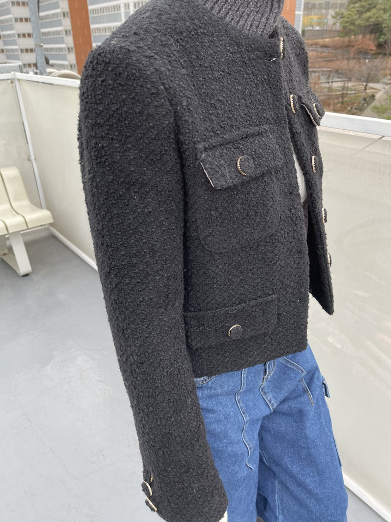 COLLARLESS TWEED JACKET