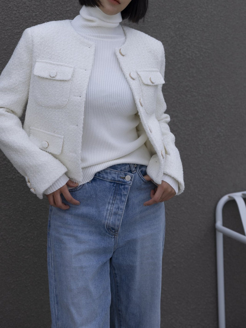 COLLARLESS TWEED JACKET