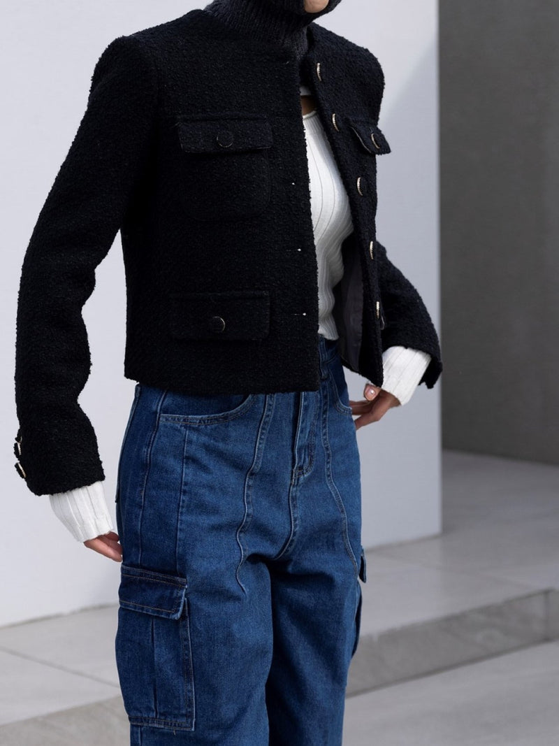 COLLARLESS TWEED JACKET