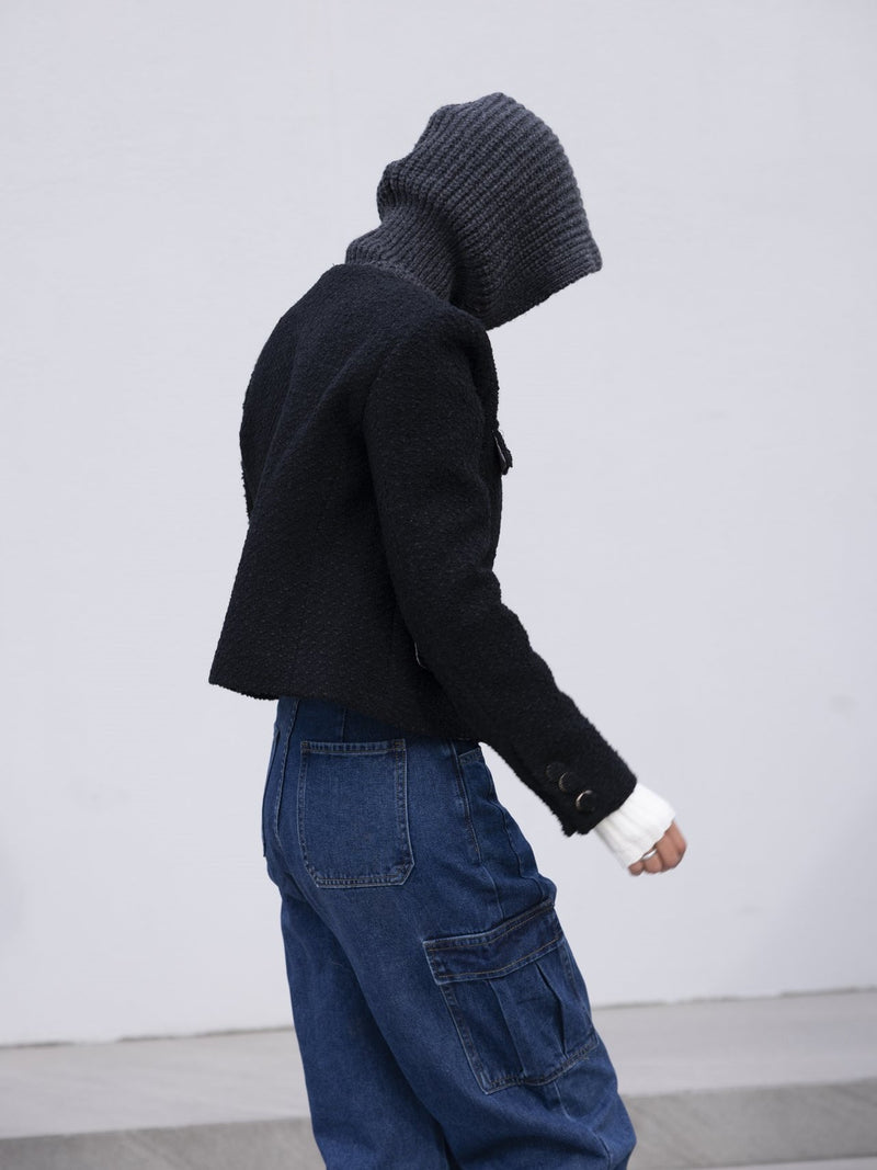 COLLARLESS TWEED JACKET