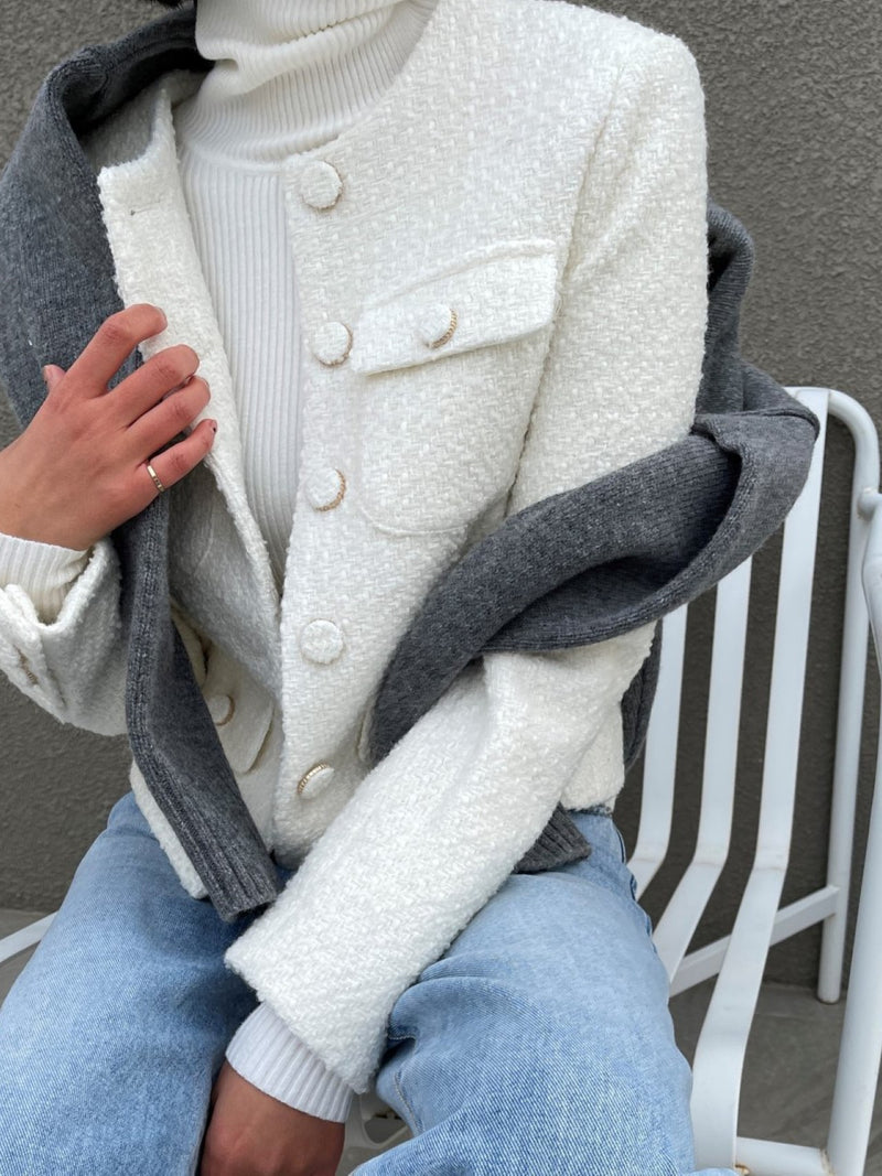 COLLARLESS TWEED JACKET
