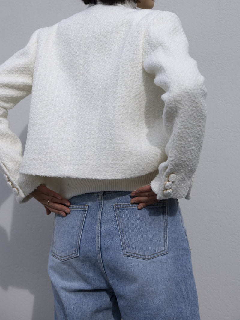 COLLARLESS TWEED JACKET
