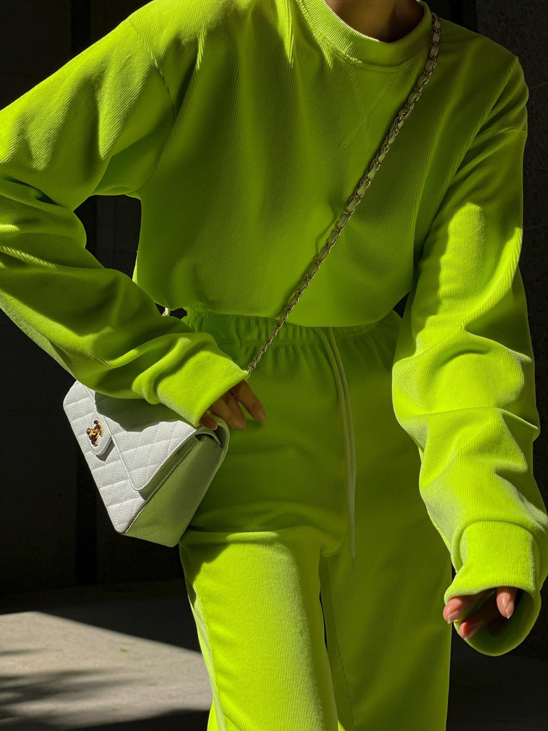 CORDUROY CROPPED SWEATSHIRT