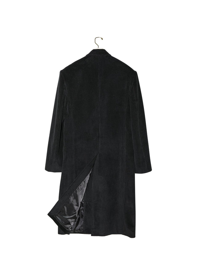 CORDUROY PEAKED LAPEL DOUBLE BREASTED COAT
