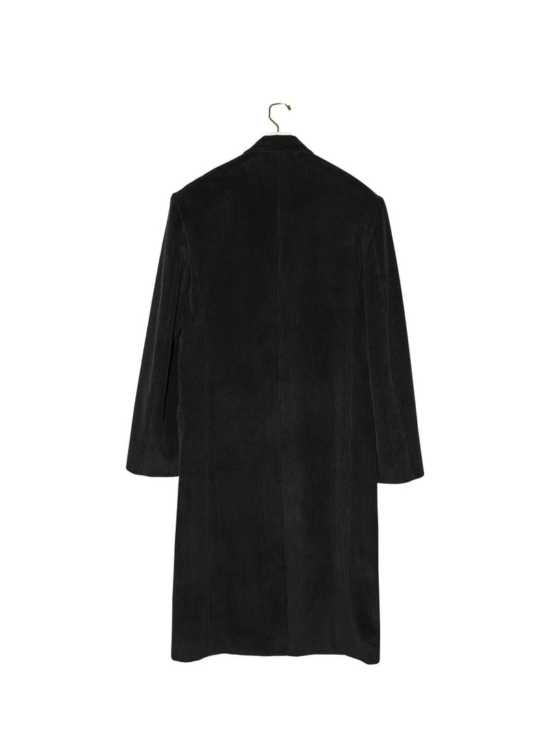 CORDUROY PEAKED LAPEL DOUBLE BREASTED COAT