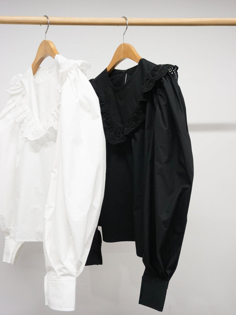 COTTON BLOUSE WITH RUFFLED LACE