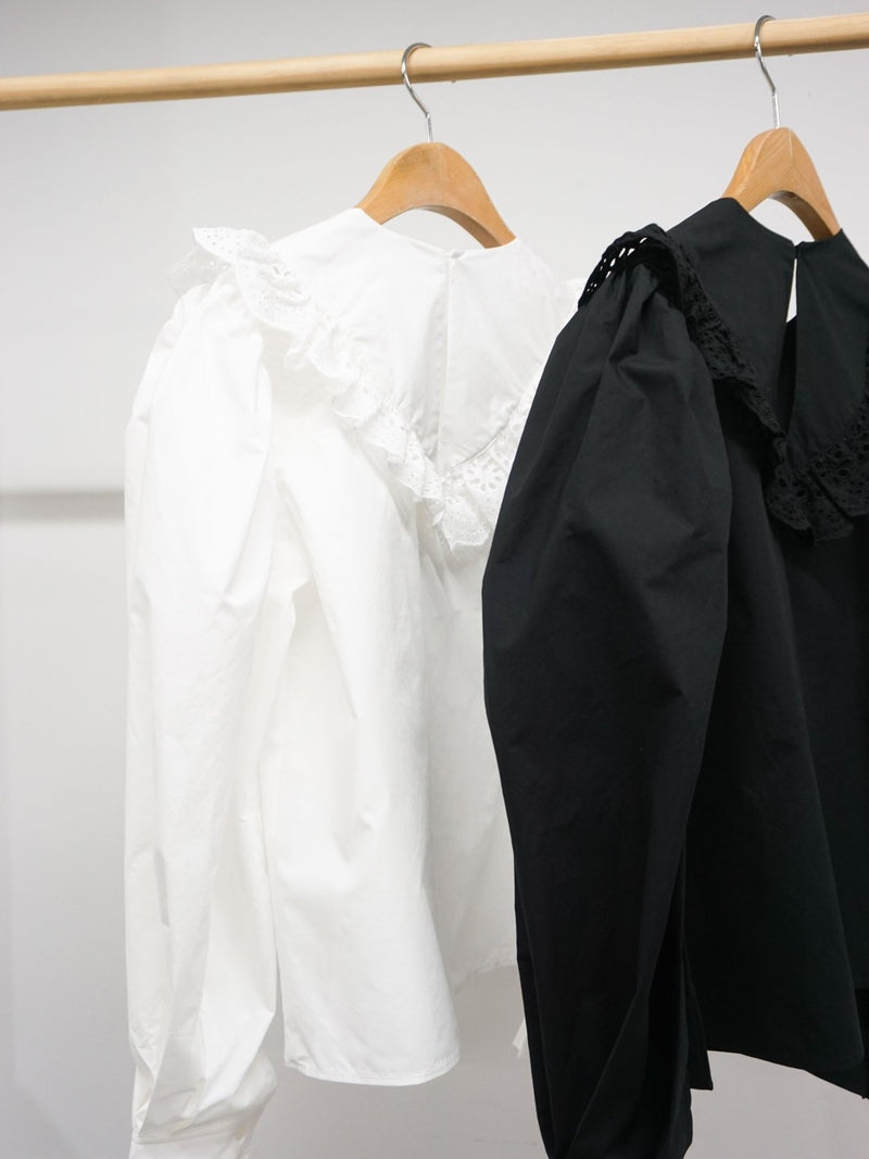 COTTON BLOUSE WITH RUFFLED LACE