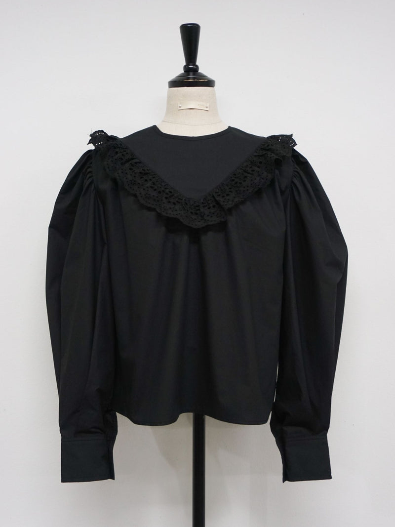 COTTON BLOUSE WITH RUFFLED LACE
