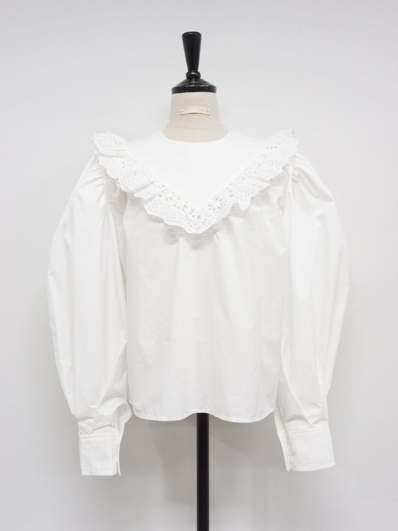 COTTON BLOUSE WITH RUFFLED LACE