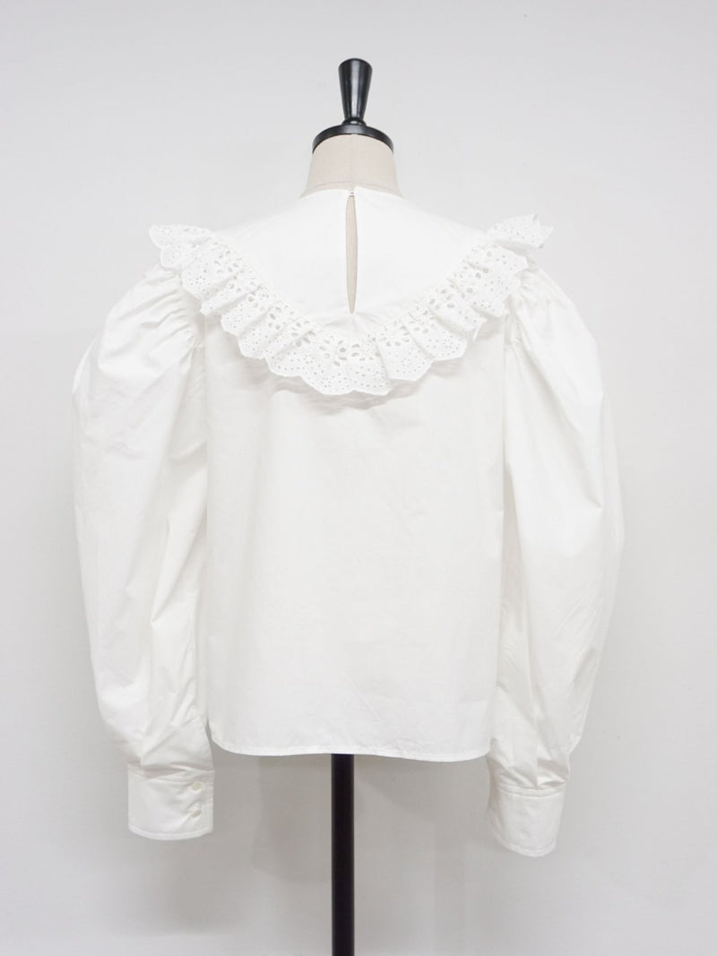 COTTON BLOUSE WITH RUFFLED LACE