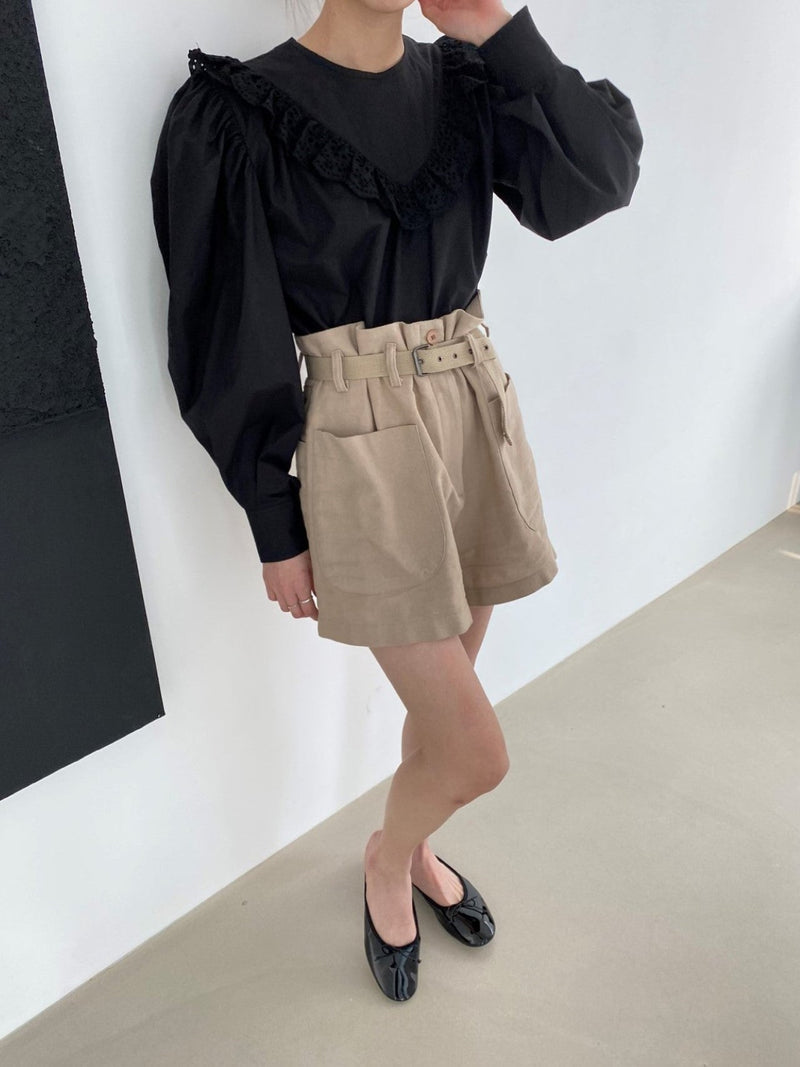 COTTON BLOUSE WITH RUFFLED LACE