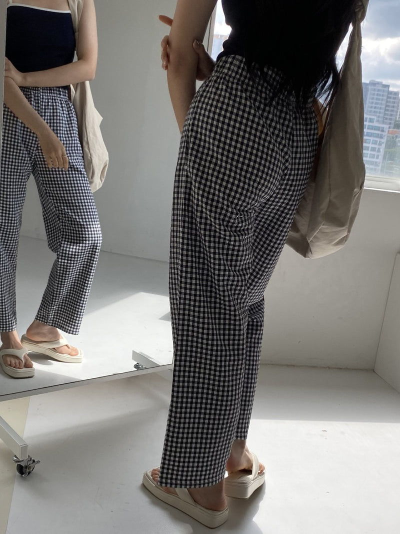 COTTON MEGAN GINGHAM TROUSERS