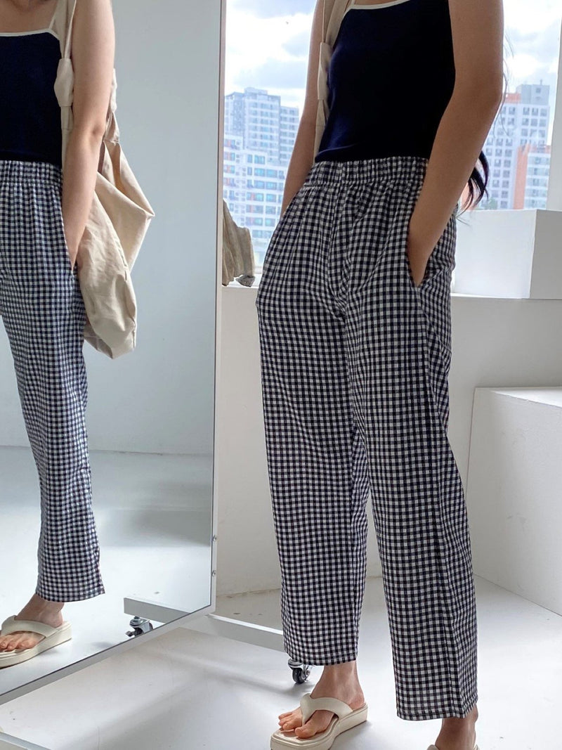 COTTON MEGAN GINGHAM TROUSERS