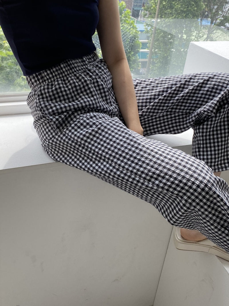 COTTON MEGAN GINGHAM TROUSERS