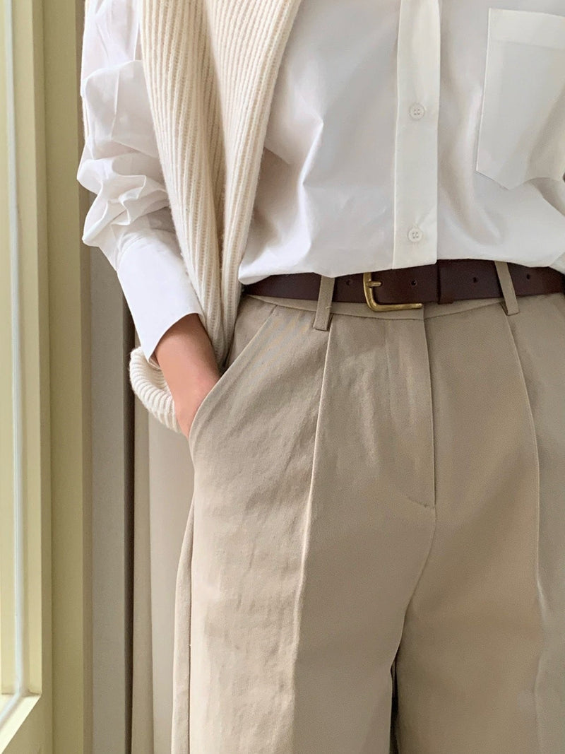 COTTON PIN TUCK CHINOS