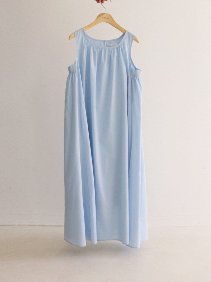 COTTON SHIRRING SLEEVELESS MAXI DRESS