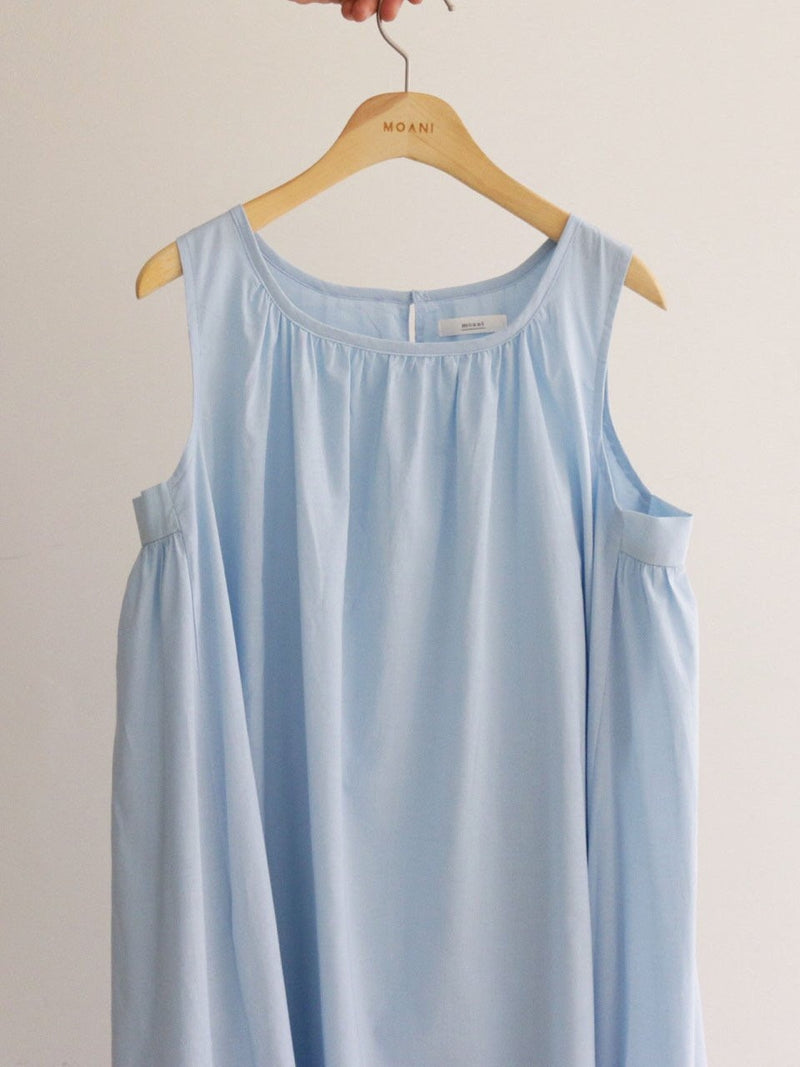 COTTON SHIRRING SLEEVELESS MAXI DRESS