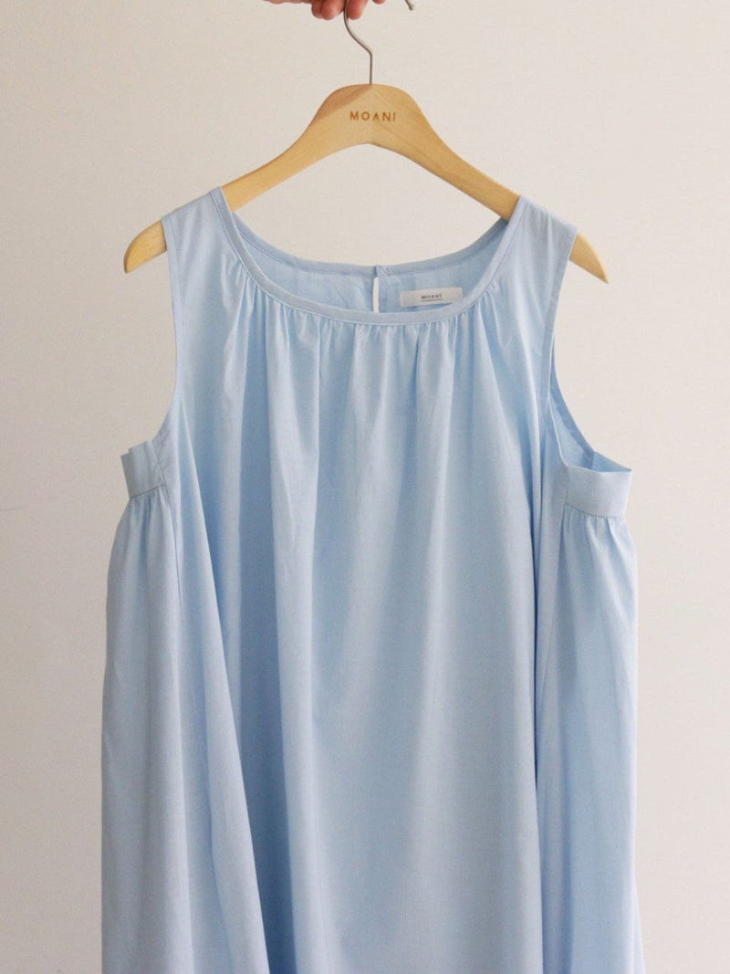 COTTON SHIRRING SLEEVELESS MAXI DRESS