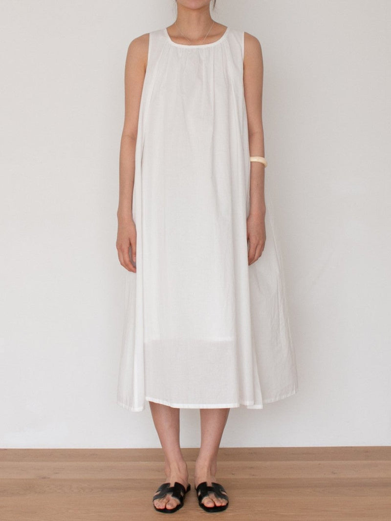 COTTON SHIRRING SLEEVELESS MAXI DRESS