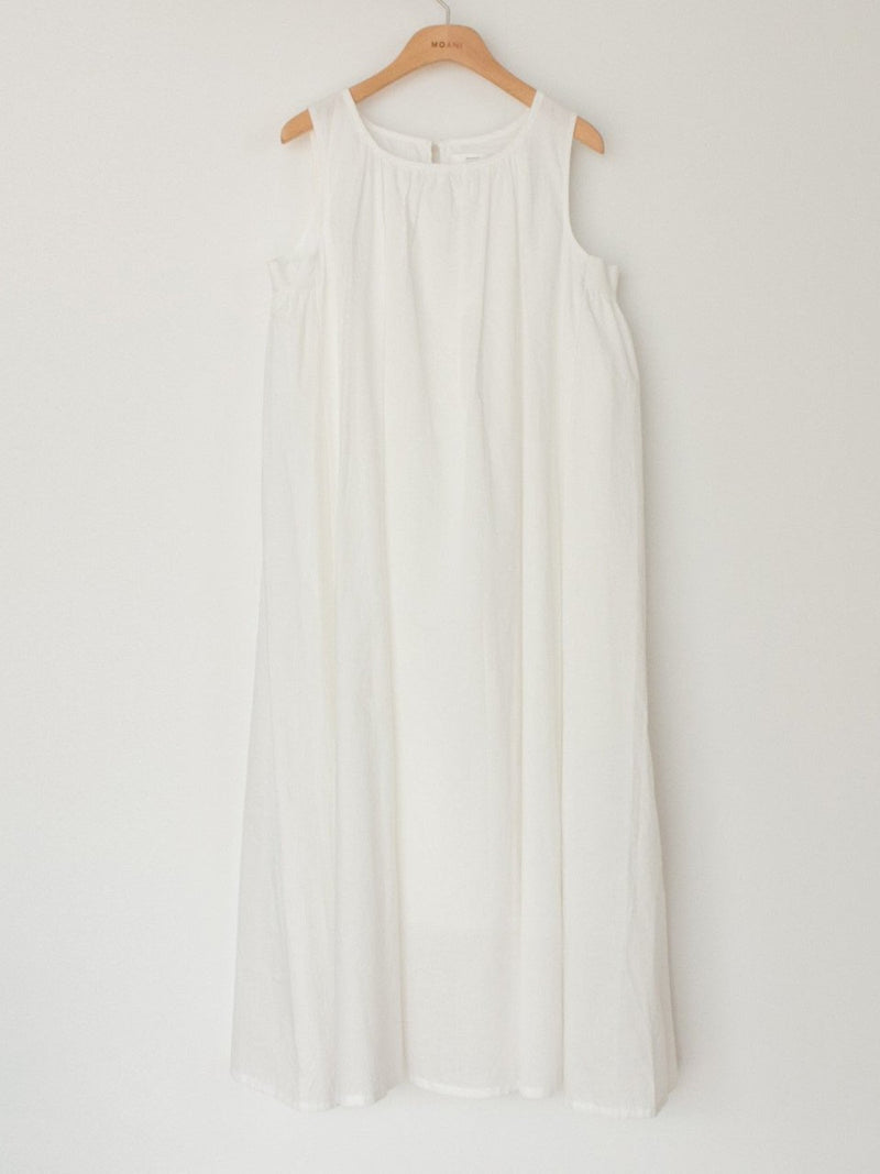 COTTON SHIRRING SLEEVELESS MAXI DRESS