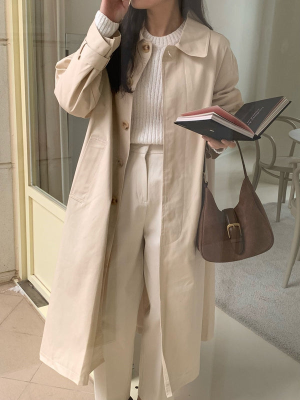 BACK SLIT OVERSIZED TRENCH COAT