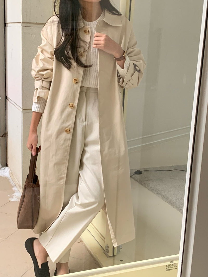 BACK SLIT OVERSIZED TRENCH COAT