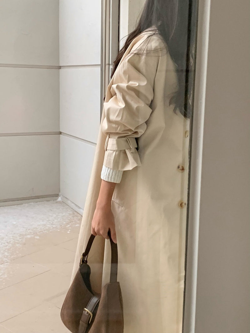BACK SLIT OVERSIZED TRENCH COAT