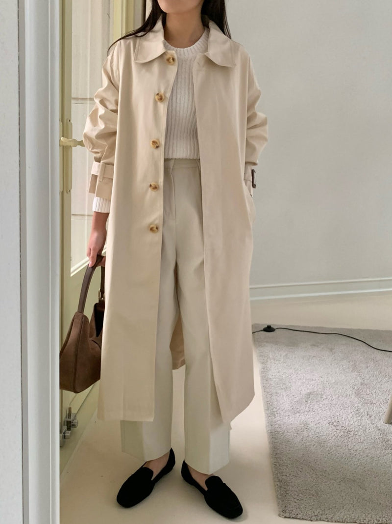 BACK SLIT OVERSIZED TRENCH COAT