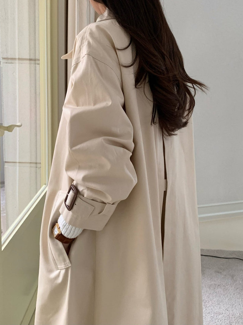 BACK SLIT OVERSIZED TRENCH COAT