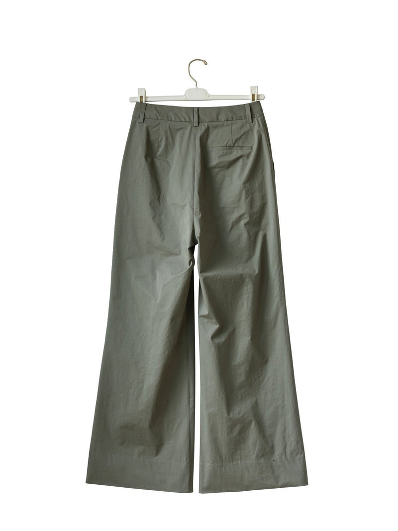 COTTON TWO PIN TUCK WIDE TROUSERS