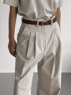 COTTON TWO PIN TUCK WIDE TROUSERS