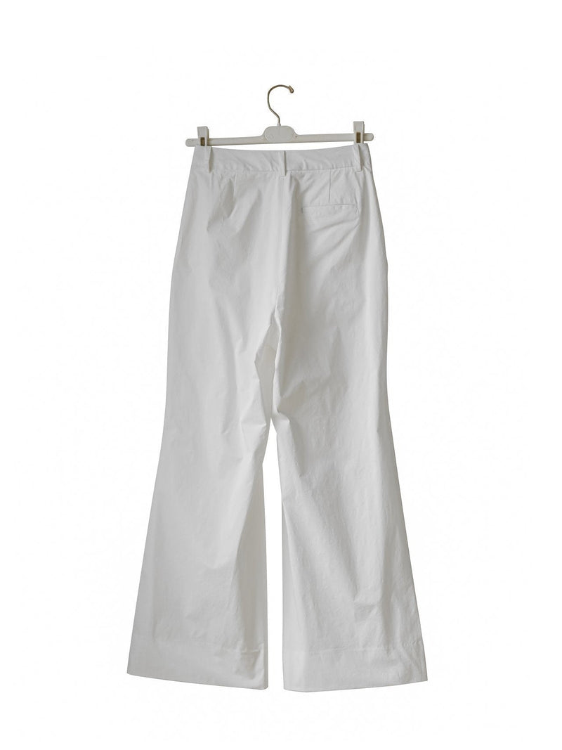 COTTON TWO PIN TUCK WIDE TROUSERS